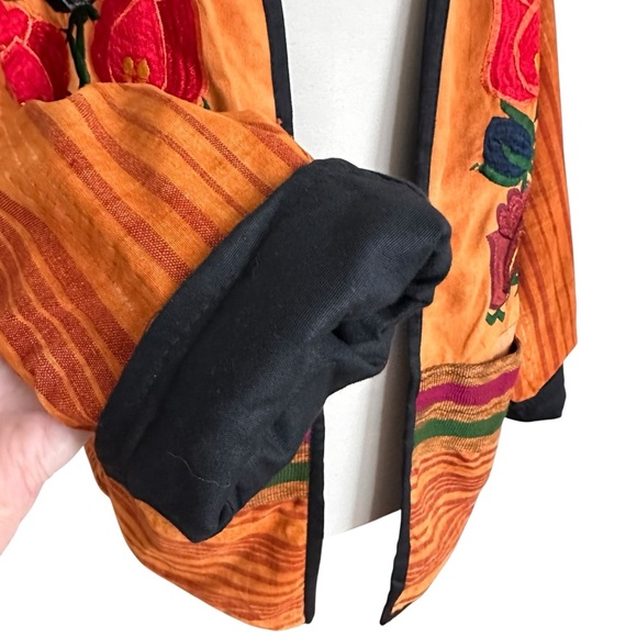 Vintage Latin American Embroidered Huipil Jacket - Folk Art Open Front Global L - Picture 5 of 14